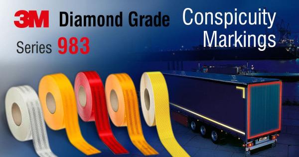 3M™ 983-10 S Diamond Grade Konturmarkierung - Segmente in Weiß, 107mm x 50mm x 50 m, UN ECE 104