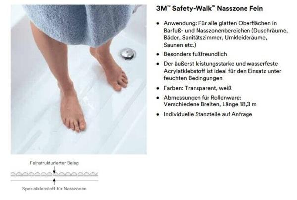 3M™ Safety-Walk™ 51mm x 18.3m für Nasszone Medium, Typ 3, 300 Serie, Schwarz Antirutschband