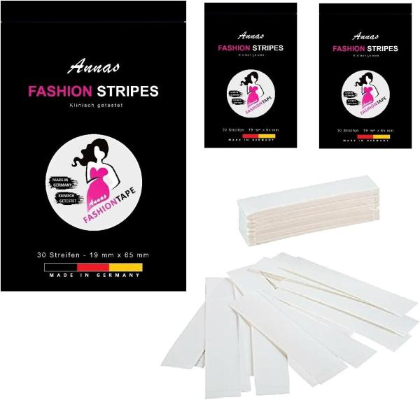 Annas Fashion Stripes zum Sparpreis 90 Stück in 19mm x 65mm Beauty Tape, doppelseitiges Klebeband für den Körper