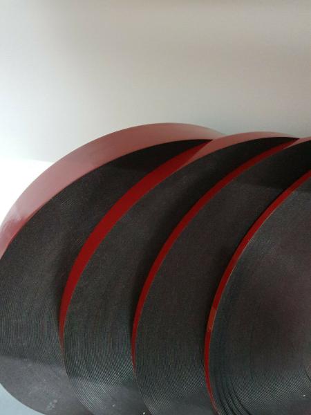 Schaumklebeband Acrylat doppelseitig, 67kg/m³, Montageklebeband Spiegelklebeband schwarz 50m, mit roter PE Folie